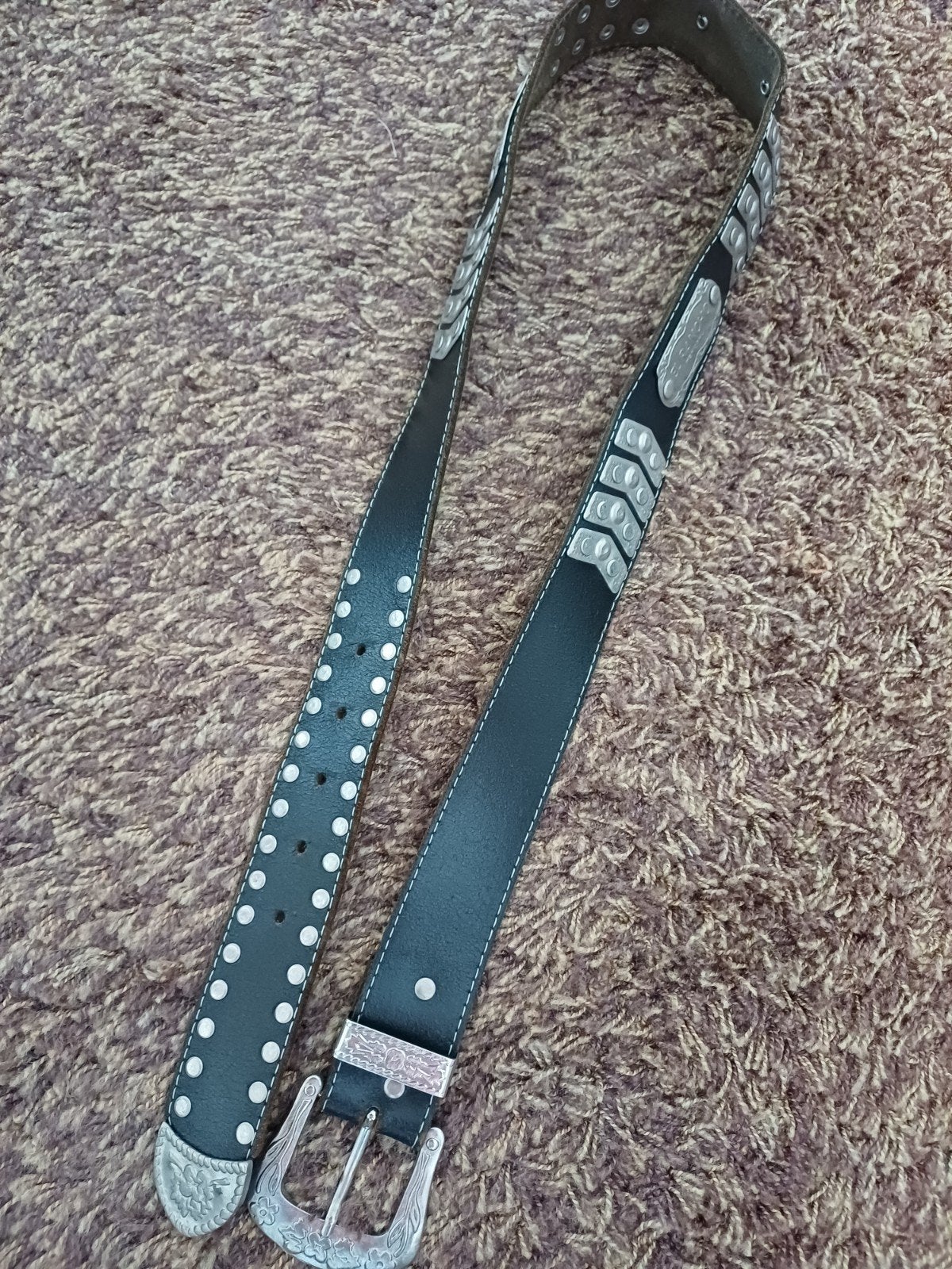 Leren riem El Rancho 90 cm - Zwart met studs, El Rancho, 90 tot 100 cm, Ophalen of Verzenden, Gedragen