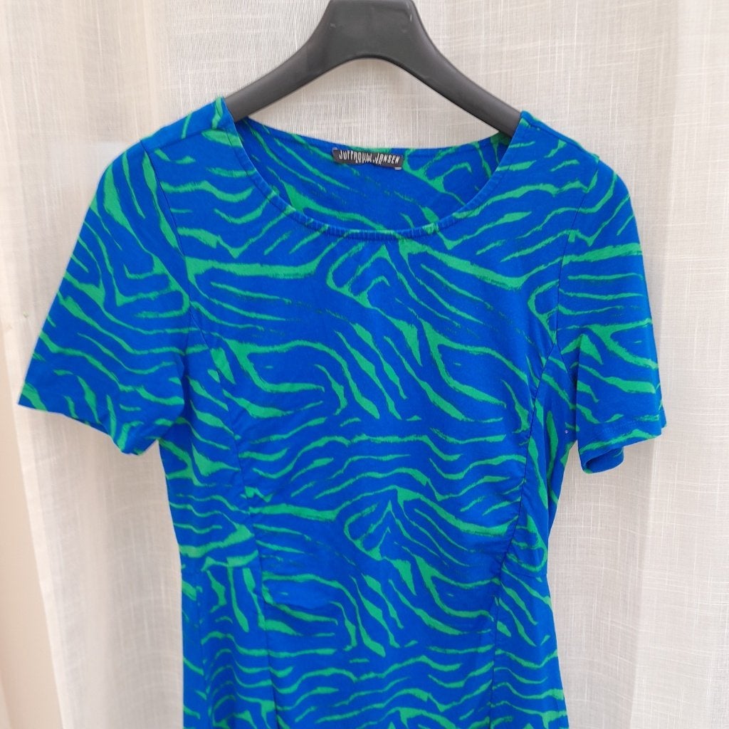 juffrouw jansen jurk blauw groen maat L, Maat 38/40 (M), Blauw, Ophalen of Verzenden, Zo goed als nieuw