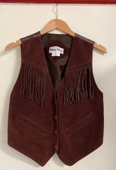 Cognac Suède Gilet S, Ophalen of Verzenden, Zo goed als nieuw, Maat 36 (S), Bruin