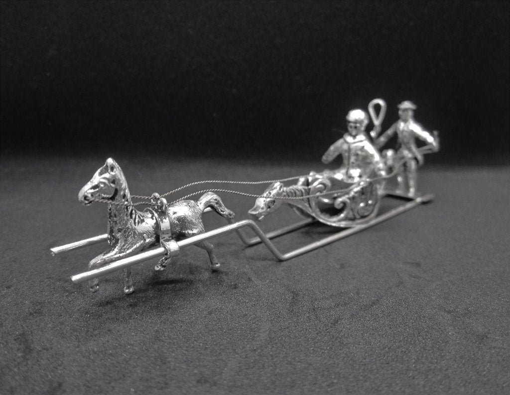 ZILVEREN MINIATUUR ARRENSLEE MET PAARD, Ophalen, Zilver