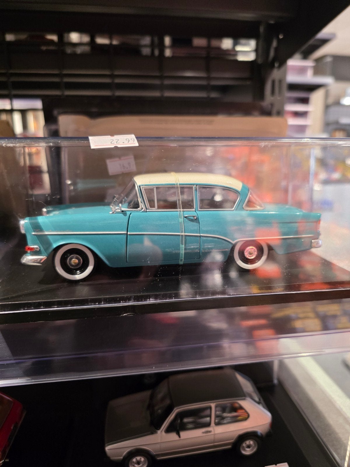 Opel Olympia Rekord P1 1957 modelauto - barst in display, Ophalen of Verzenden, Magazine models, Onbekend, Onbekend