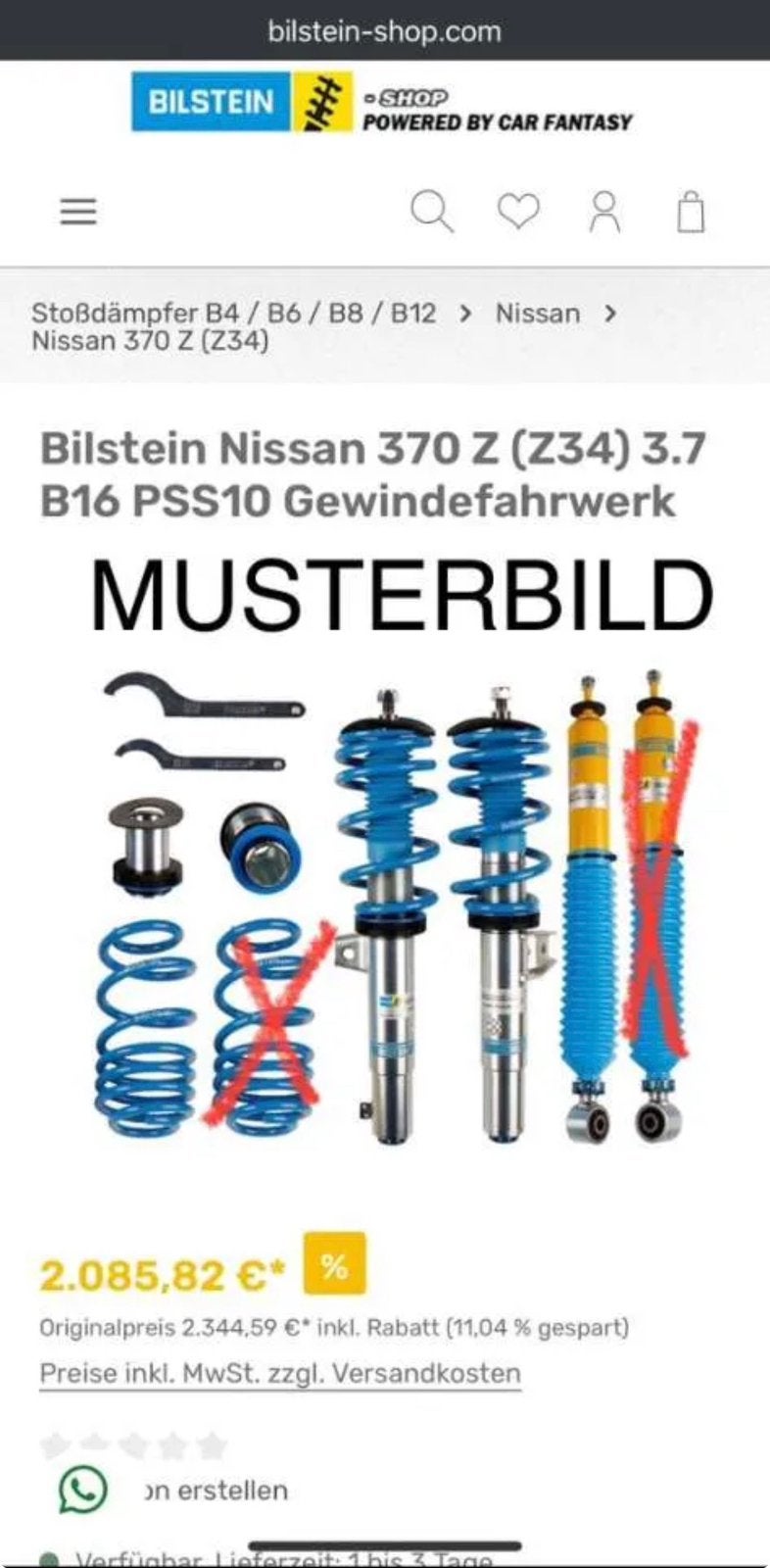 Bilstein B16 Nissan 370Z, Verzenden, Gebruikt, Nissan