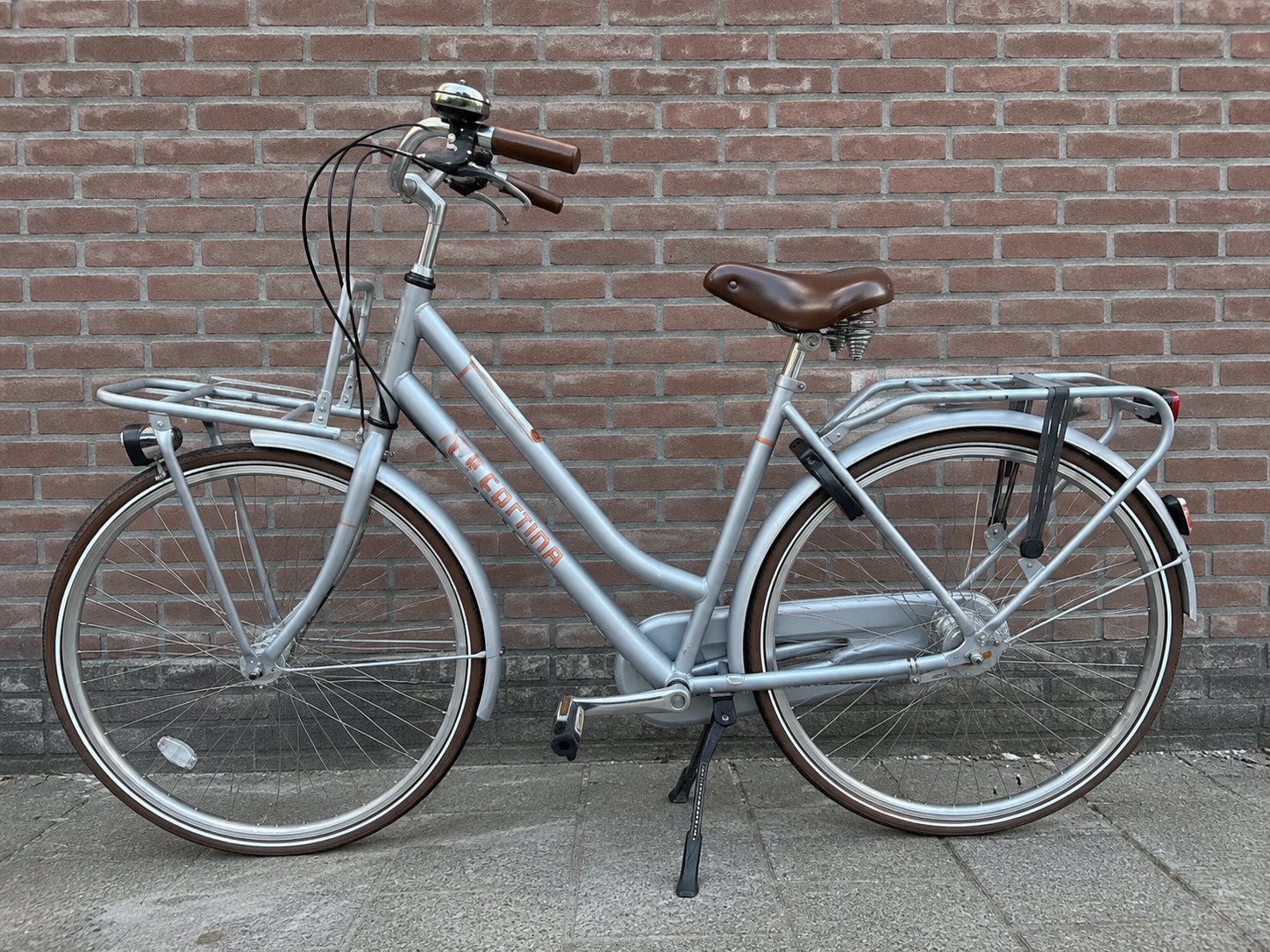 Le Cortina Damesfiets - Stadsfiets met voordrager, Fietsen en Brommers, Terugtraprem, Gebruikt, 50 tot 53 cm, Ophalen