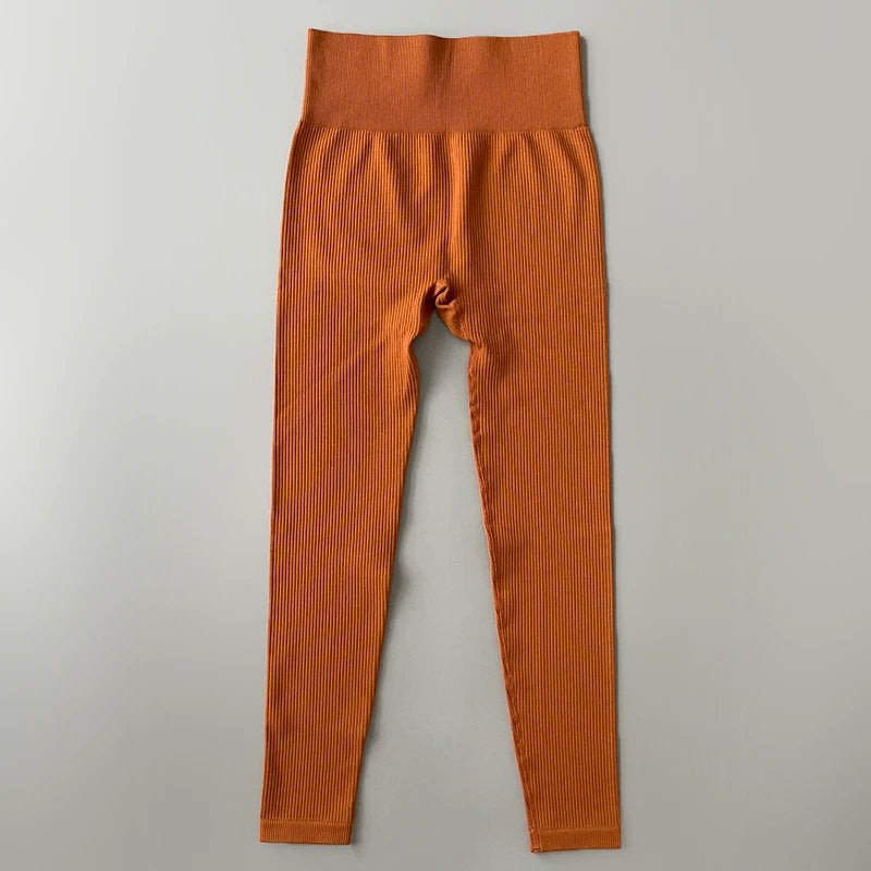 Bruine yoga dames ribbroek broek sport fitness legging, Verzenden, Nieuw, Bruin, Yoga