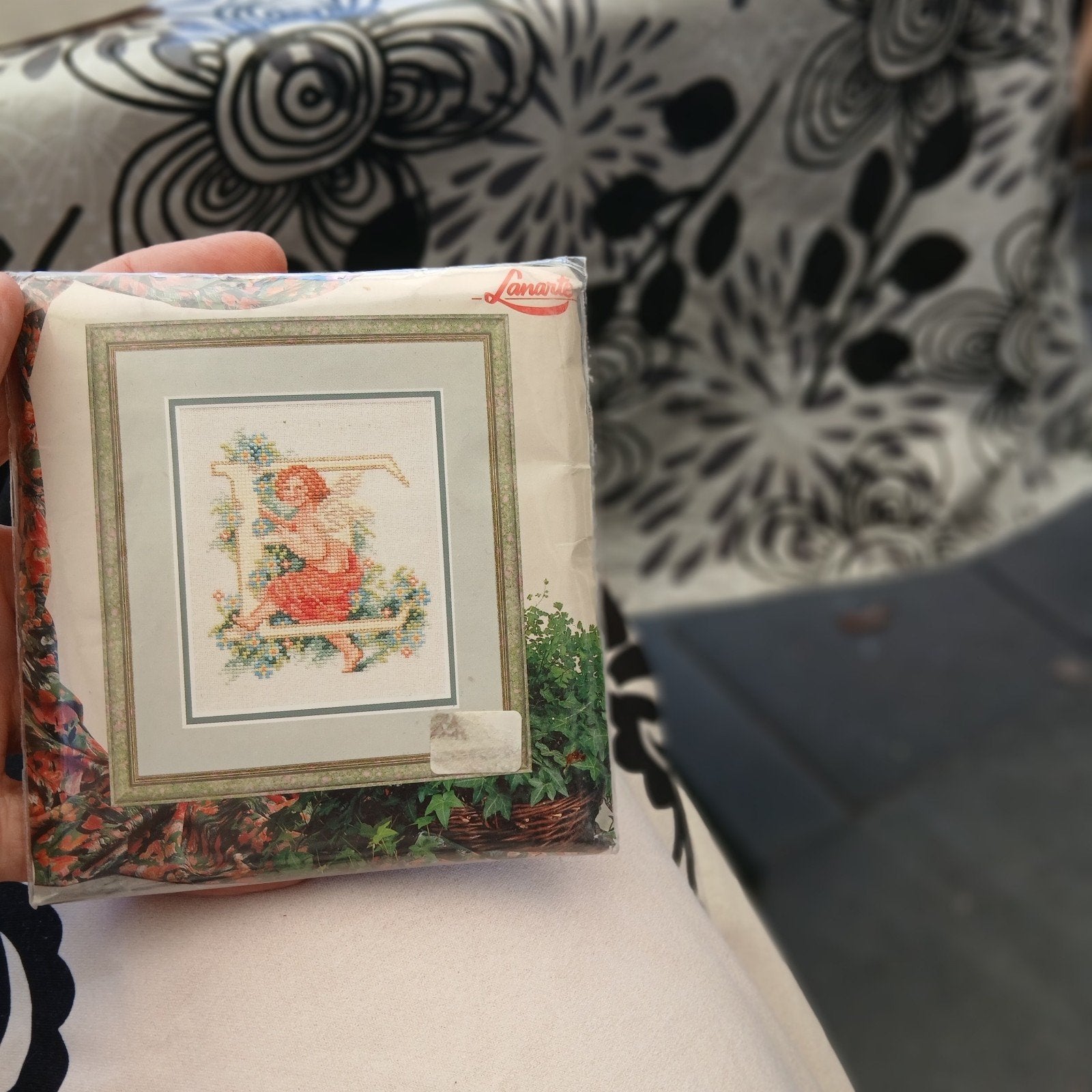 Borduurpakketje Lanarte Engel met letter E, Hobby en Vrije tijd, Borduren en Borduurmachines, Ophalen of Verzenden, Nieuw, Handborduren