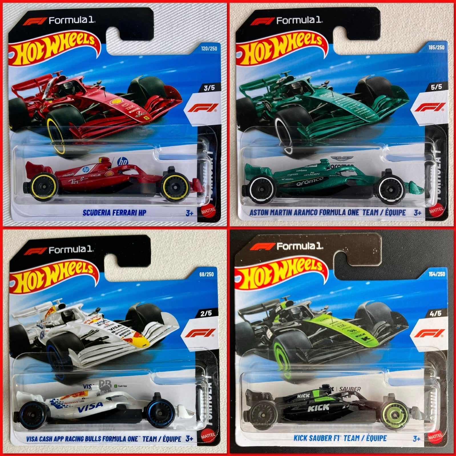 Set 4x F1 Ferrari Aston Martin Sauber Racing Bulls SETPRIJS, Ophalen of Verzenden, Nieuw, Auto