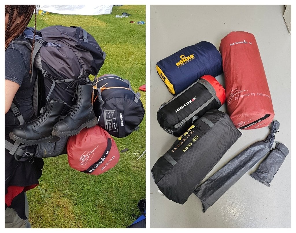 Rugzak + tent + slaapzakken + slaapmat, Ophalen of Verzenden, Zo goed als nieuw
