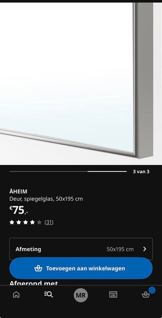 Ikea spiegeldeur  pax, Ophalen of Verzenden, 25 tot 50 cm, 200 cm of meer