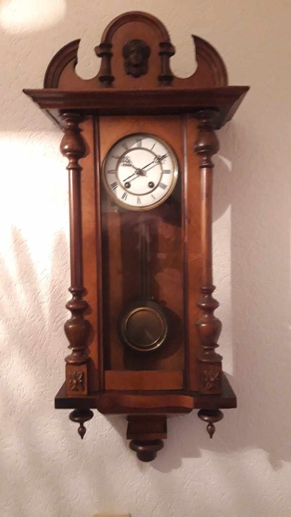 Antieke Regulateur. Notenhouten kast. Plm 1880., Ophalen of Verzenden