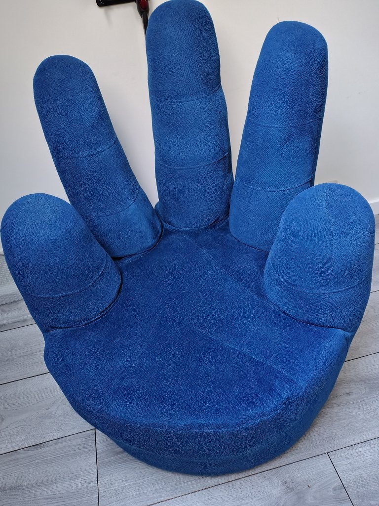 Grote, draaibare, zachte stoffen blauwe vingerstoel, Ophalen, Gebruikt, Blauw, Eén