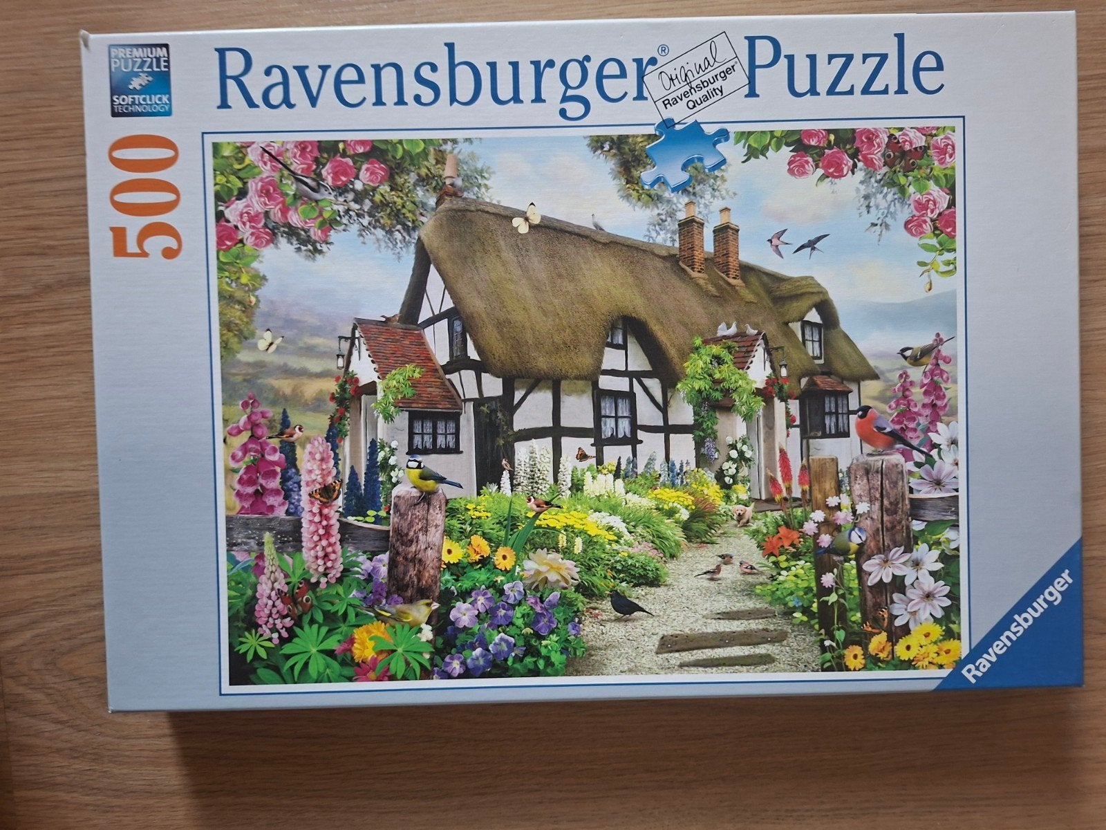 Ravensburger Legpuzzel 500 stukjes - Cottage in bloementuin, Ophalen of Verzenden, Minder dan 500 stukjes, Zo goed als nieuw, Legpuzzel