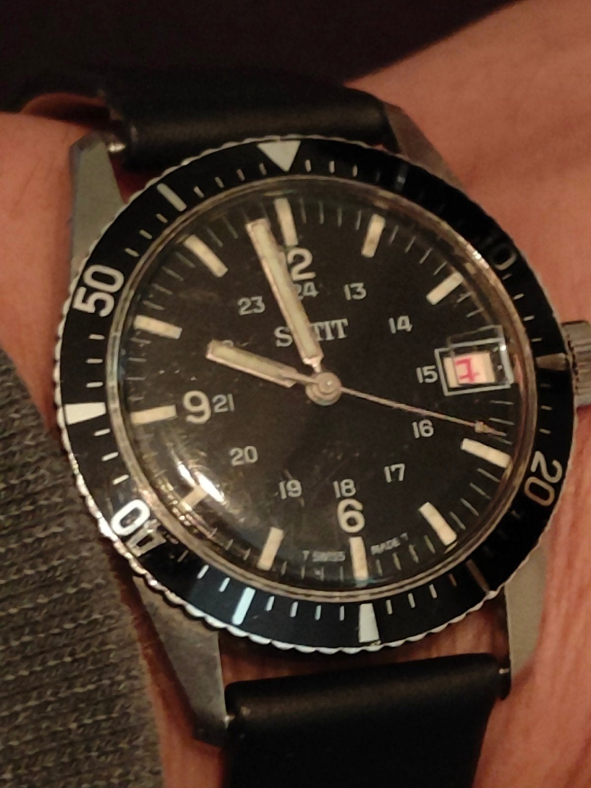 Titus swiss diver.., Overige merken, Staal, Met bandje, 1960 of later