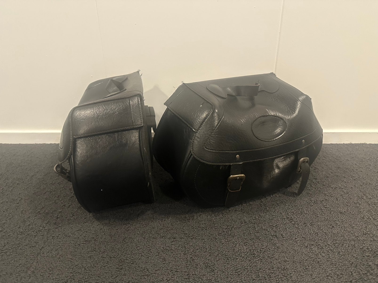 Lederen tassenset zijtassen motor chopper, Ophalen of Verzenden, Gebruikt