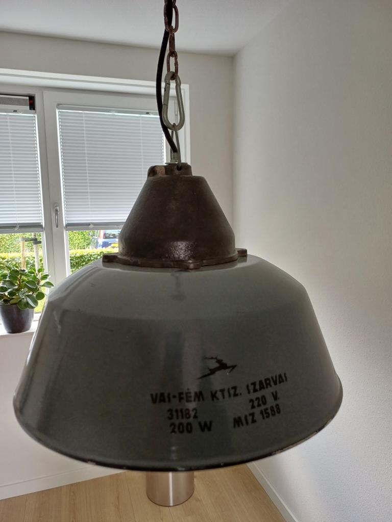 Hanglampen industrieel kleur grijs, diameter kap 40 cm, Ophalen, Zo goed als nieuw, Minder dan 50 cm