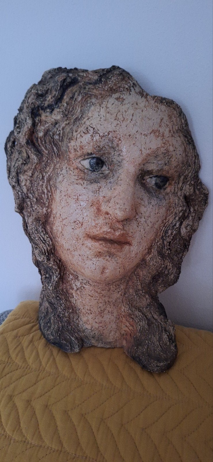 Kunstwerk Gezicht vervaardigd uit steen, Antiek en Kunst, Ophalen of Verzenden