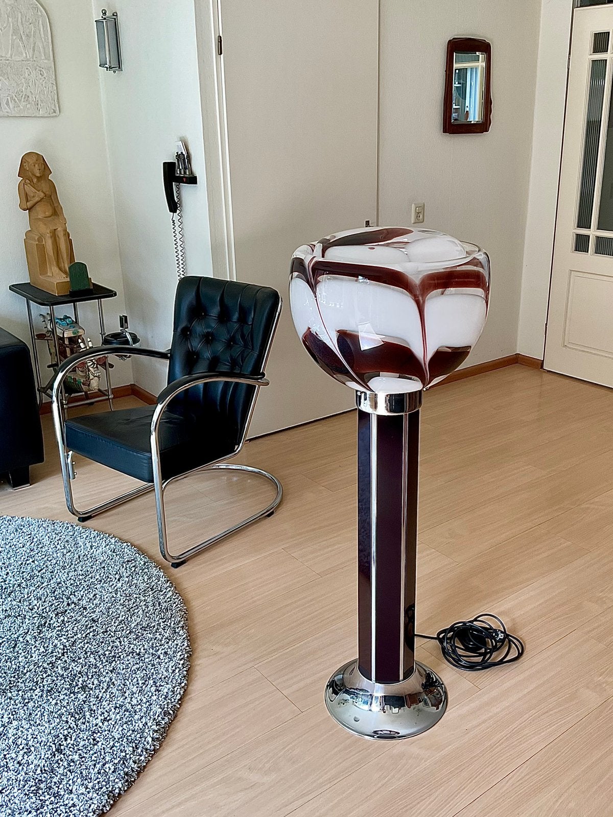 XL Vintage 70’s Mazzega Murano Carlo Moretti Vloerlamp Ø45CM, Ophalen of Verzenden, Zo goed als nieuw, Glas, E27 (groot)