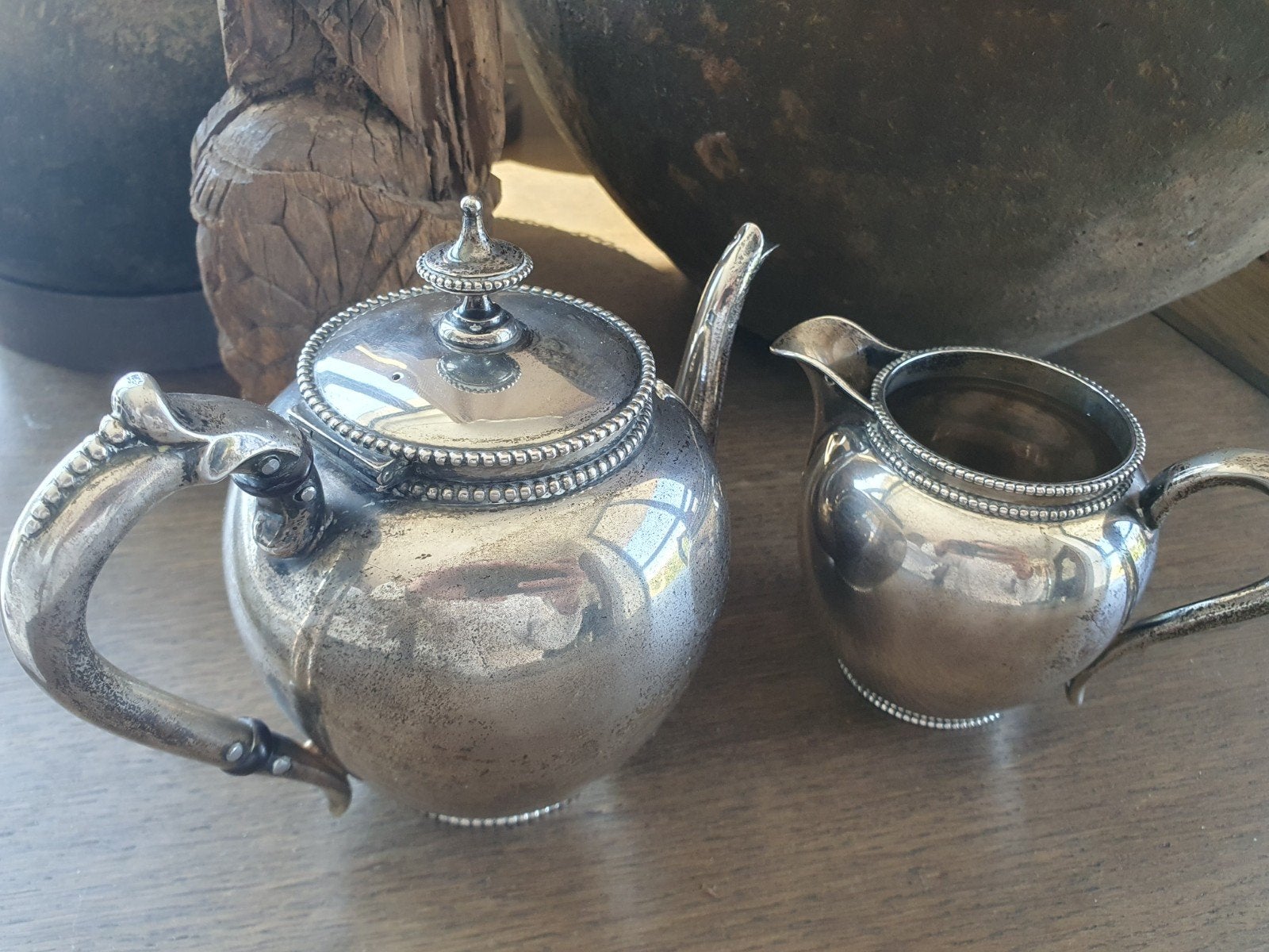 Prachtige set theepot met melkkannetje van Van Kempen, zilve, Antiek en Kunst, Ophalen of Verzenden, Zilver