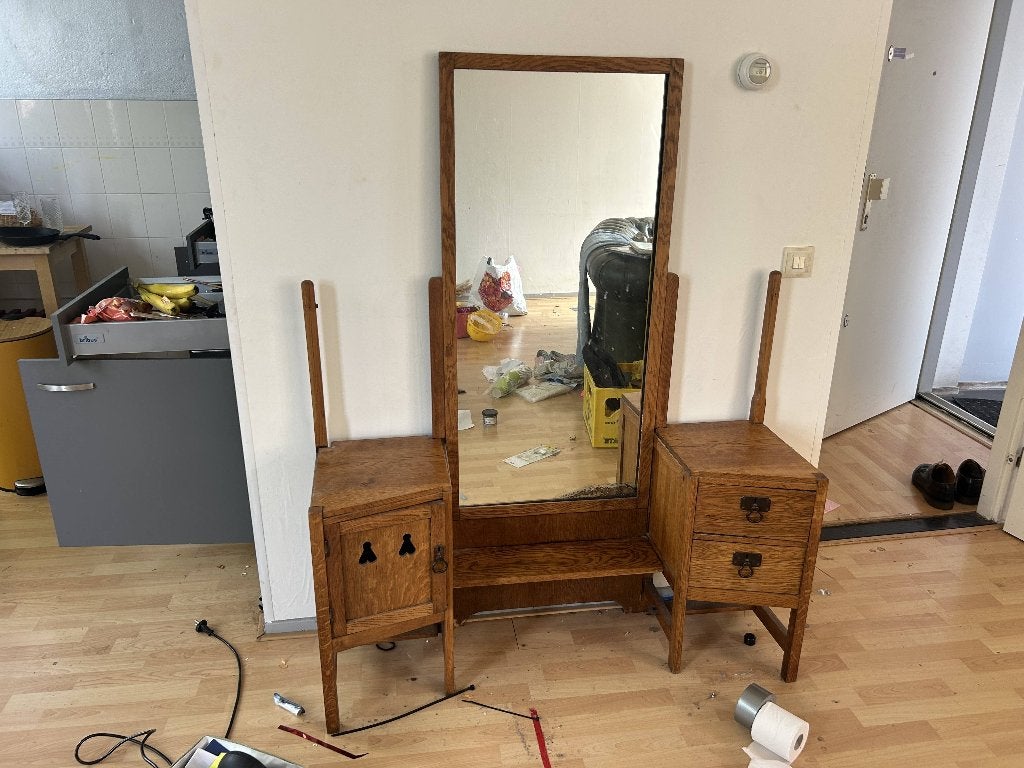 Vintage kaptafel met spiegel en lades, Ophalen