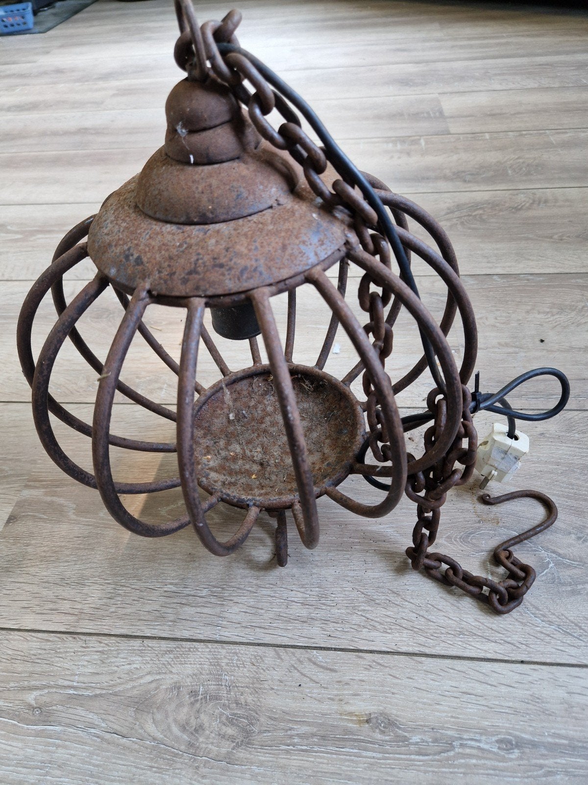 Rustieke smeedijzeren hanglamp - Vintage industriële stijl, Ophalen of Verzenden