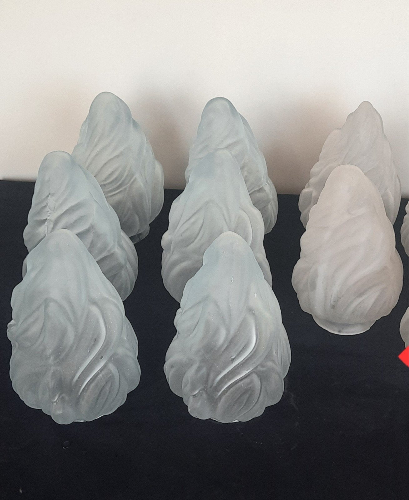 8 art deco flame vlam lampenkappen, lees de beschrijving, Ophalen of Verzenden, Zo goed als nieuw, Overige vormen, Glas