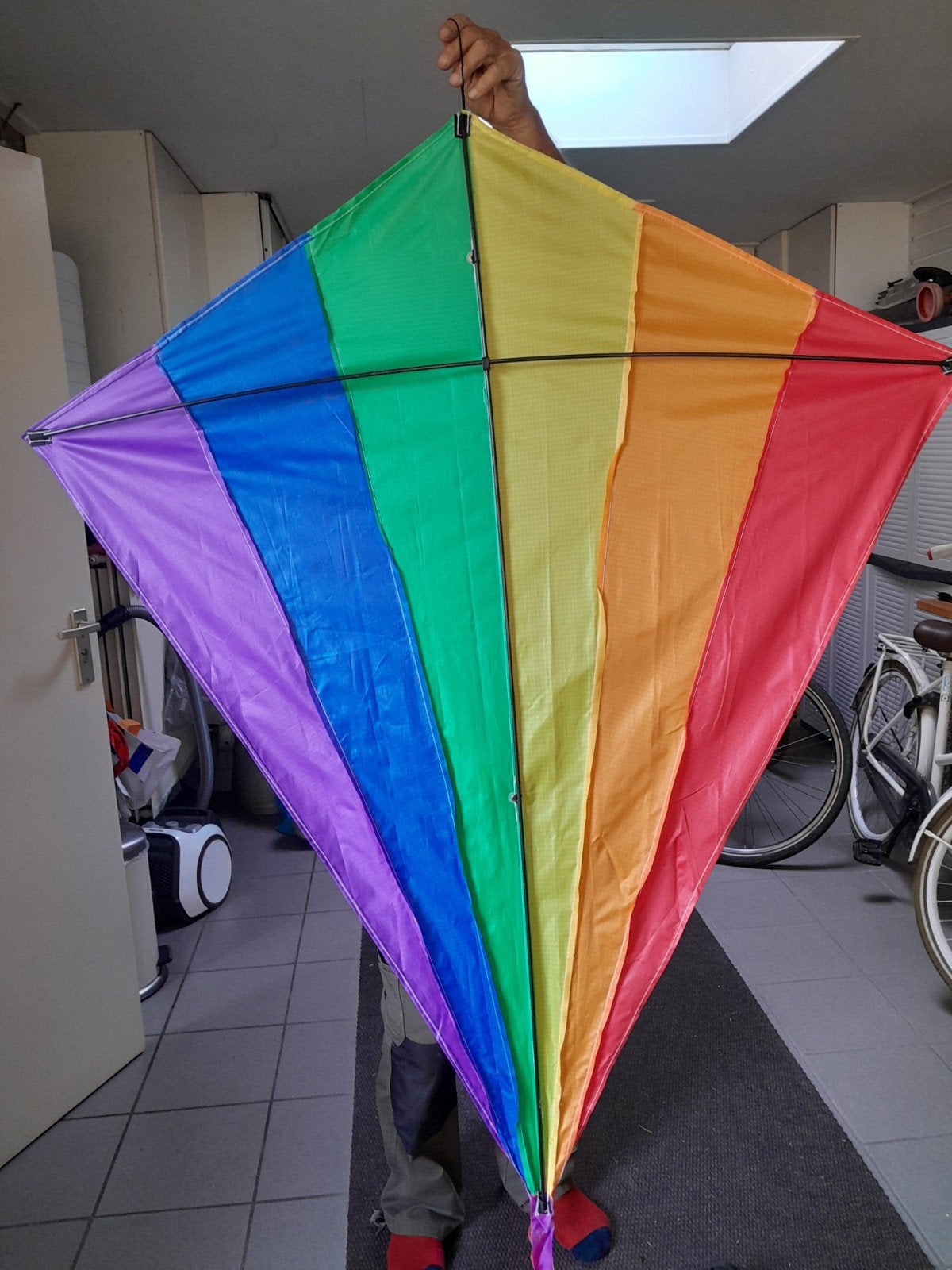 Vlieger, regenboog kleuren met staart, Sport en Fitness, Vliegeren, Ophalen