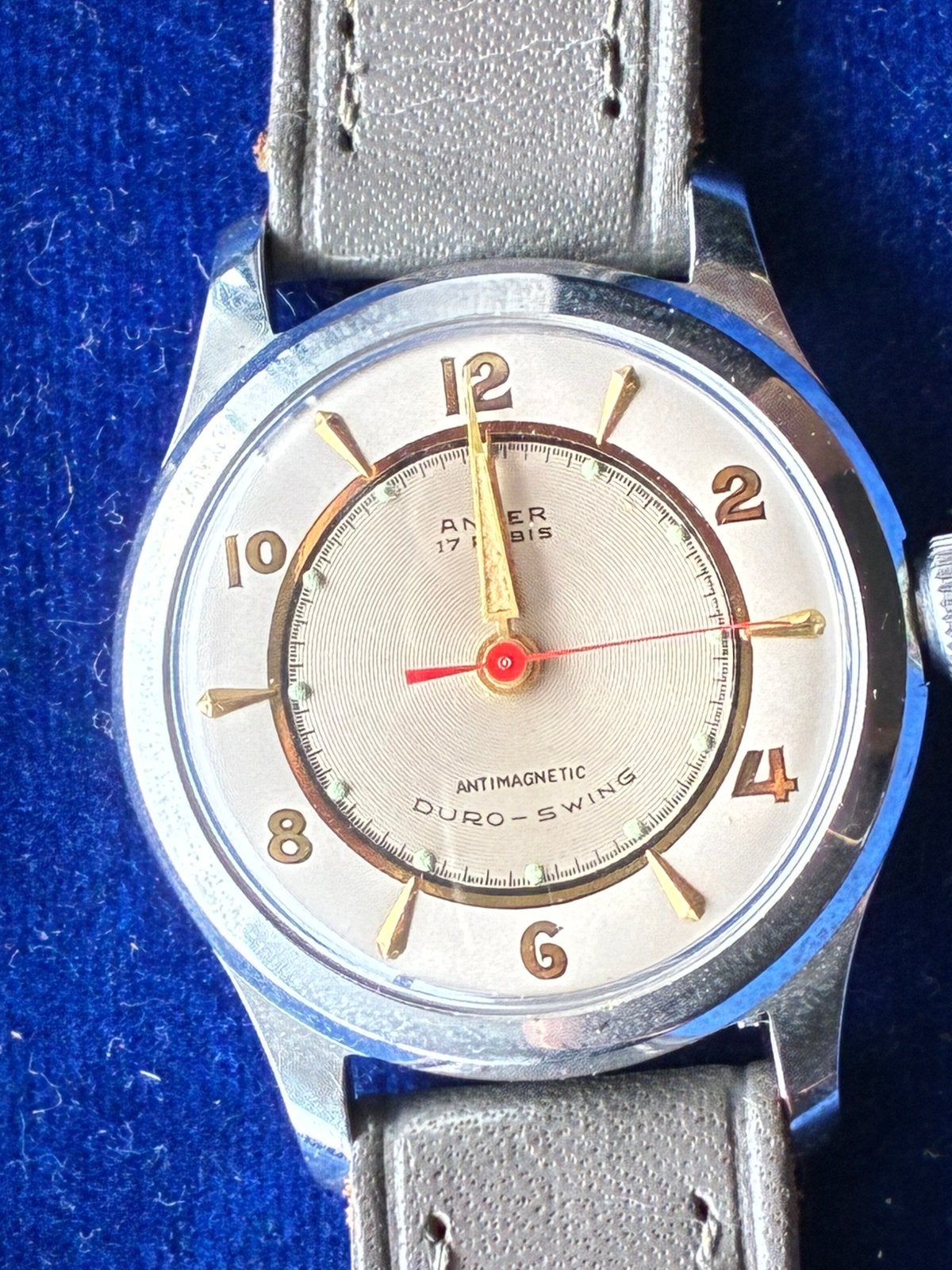 Anriek heren horloge anker, Ophalen of Verzenden, Zo goed als nieuw, Leer, Overige merken