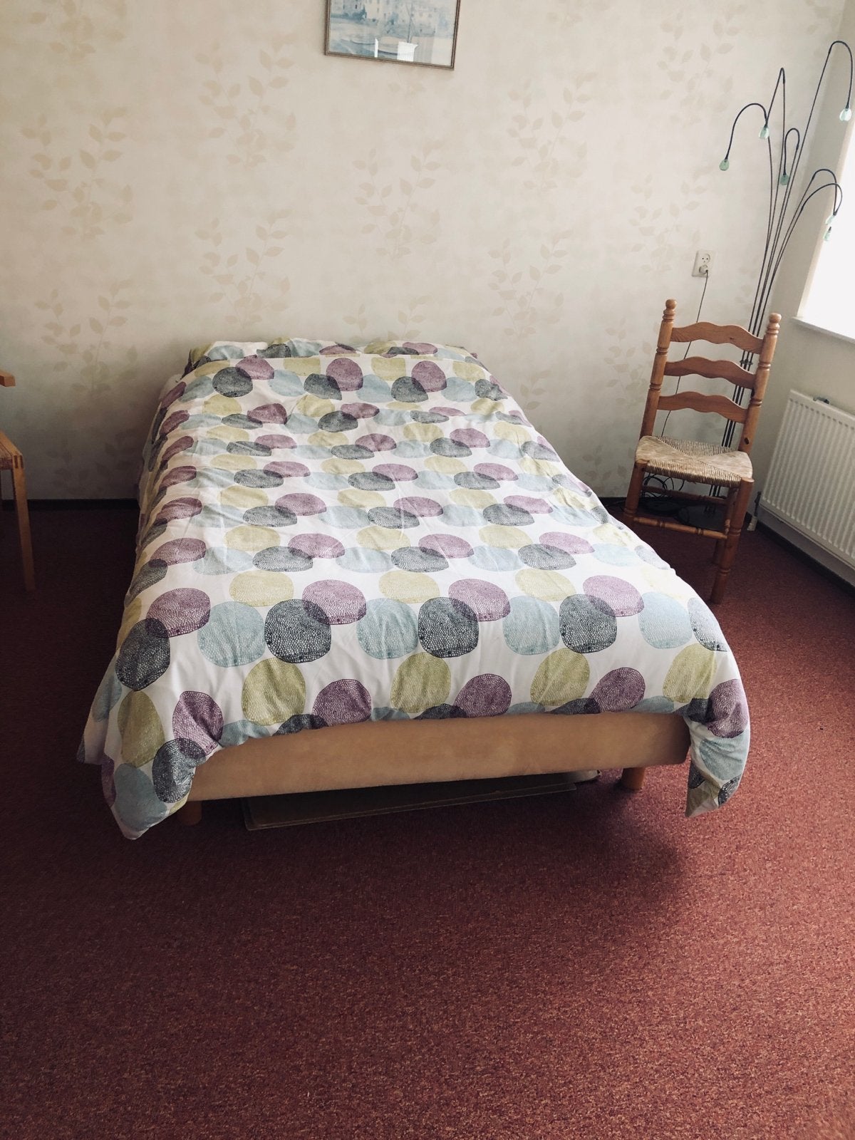 Comfortabel bed 120x200 cm met matras, Huis en Inrichting, Ophalen, Gebruikt, Beige, Twijfelaar