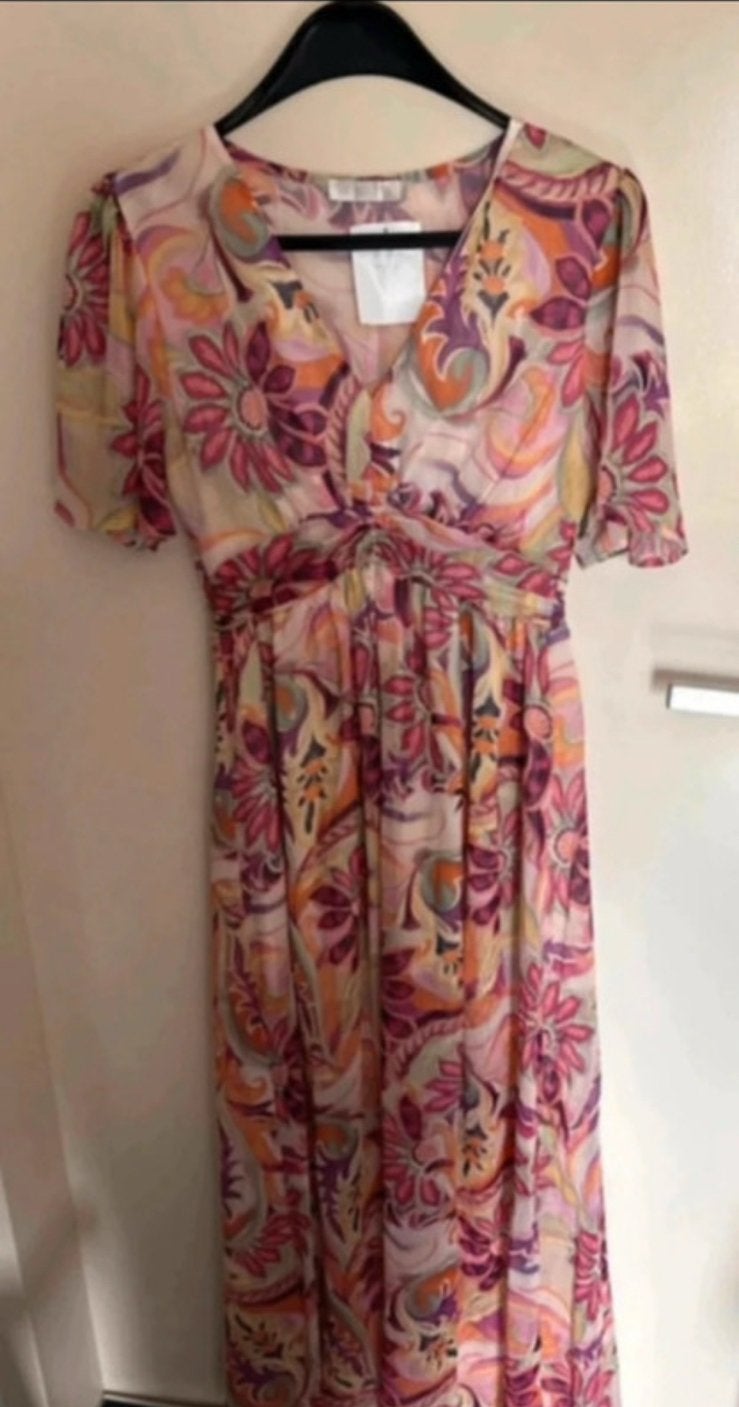 Lange jurk flamant rose maat m, Kleding | Dames, Jurken, Maat 38/40 (M), Meerkleurig, Nieuw, Ophalen of Verzenden
