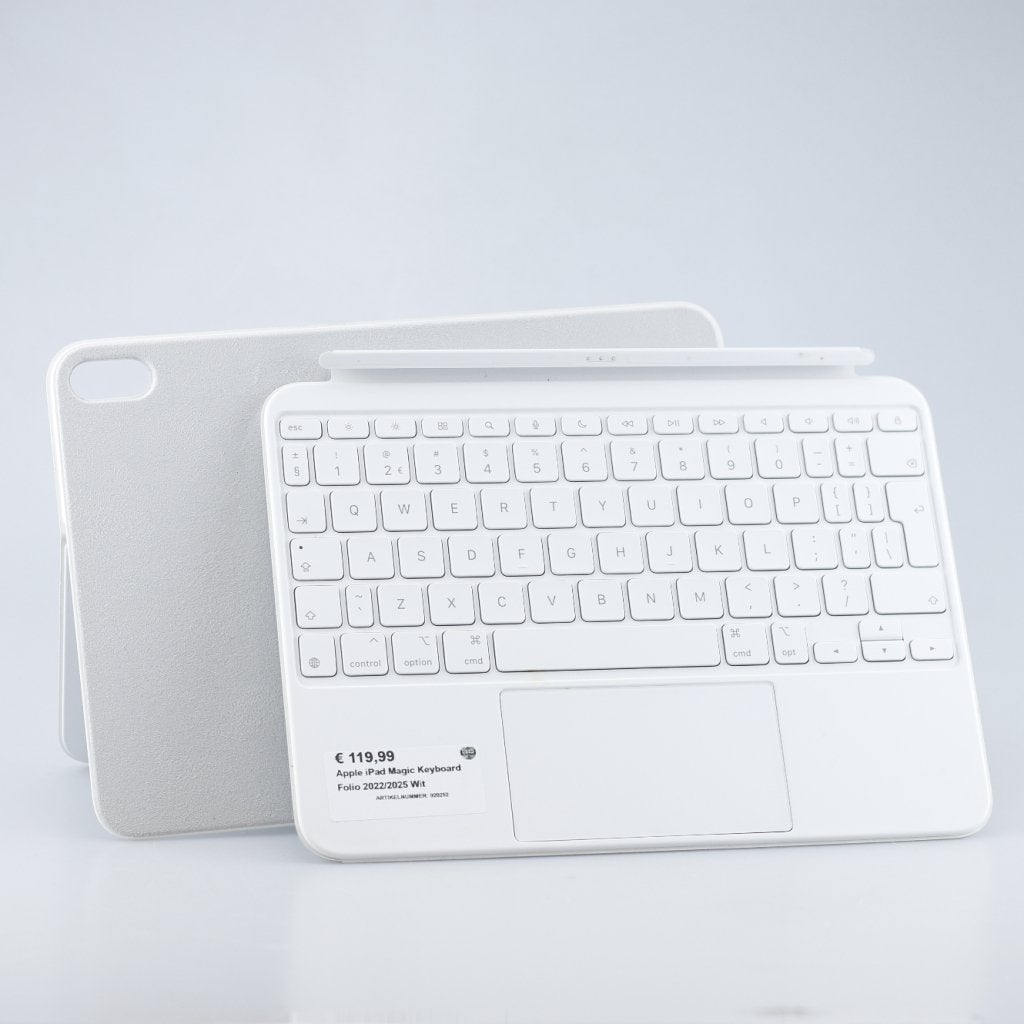 Apple iPad Magic Keyboard Folio 2022/2025 Wit, Computers en Software, Apple iPads, Apple, Zo goed als nieuw, Support@apple.com