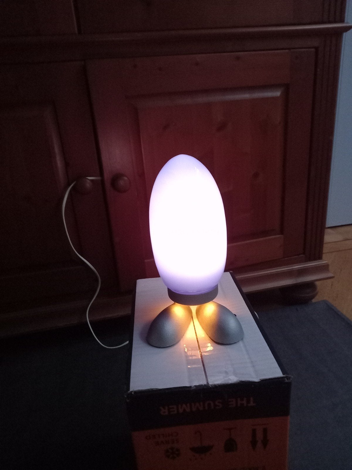 Vintage jaren '90, Ikea Dino Egg lamp blauw, model 9806., Huis en Inrichting, Blauw, Met schakelaar, E14 (klein), Ophalen of Verzenden