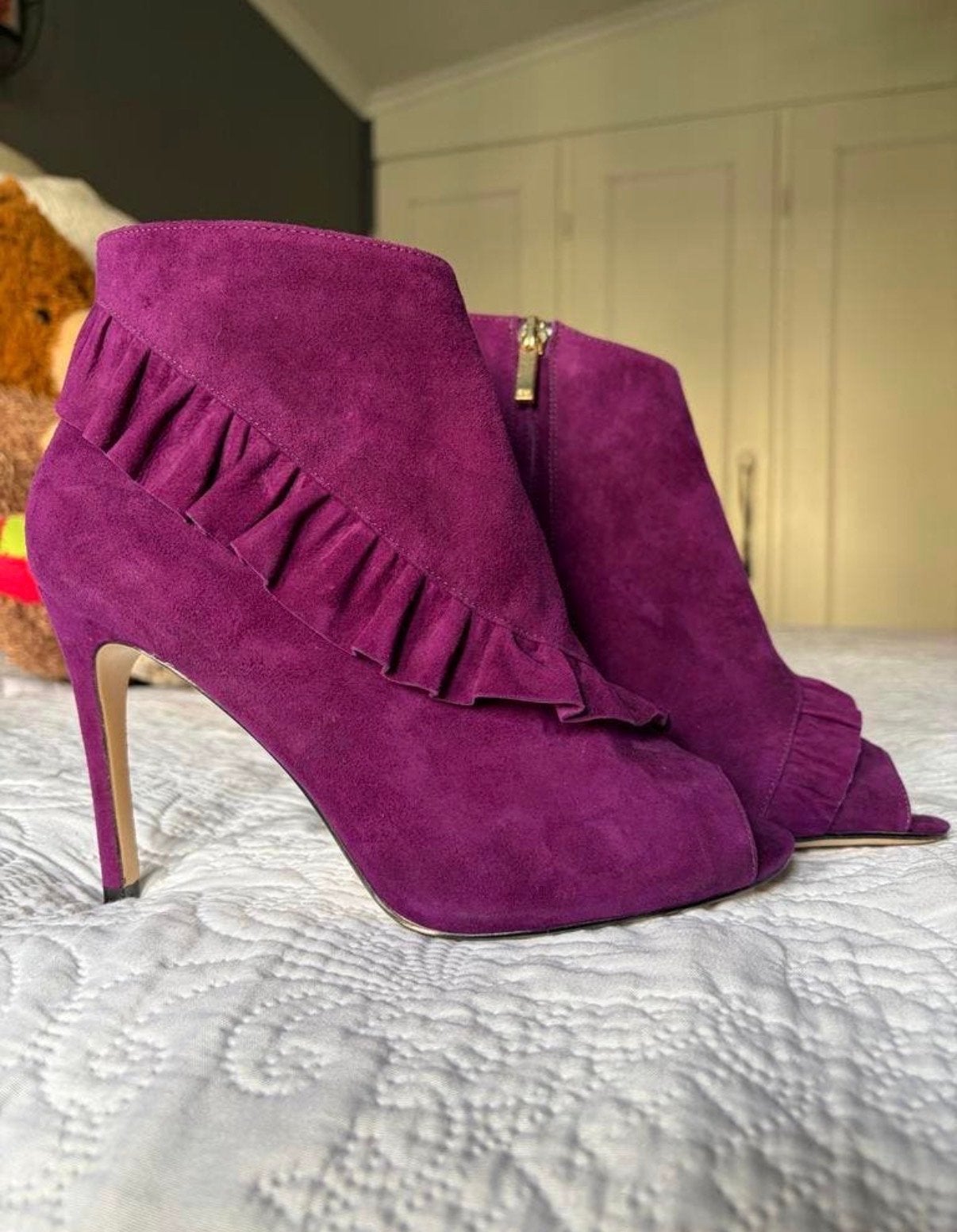 Karen Millen enkel laarsjes stiletto peeptoe - maat 38, Overige kleuren, Lage of Enkellaarzen, Nieuw, Ophalen of Verzenden