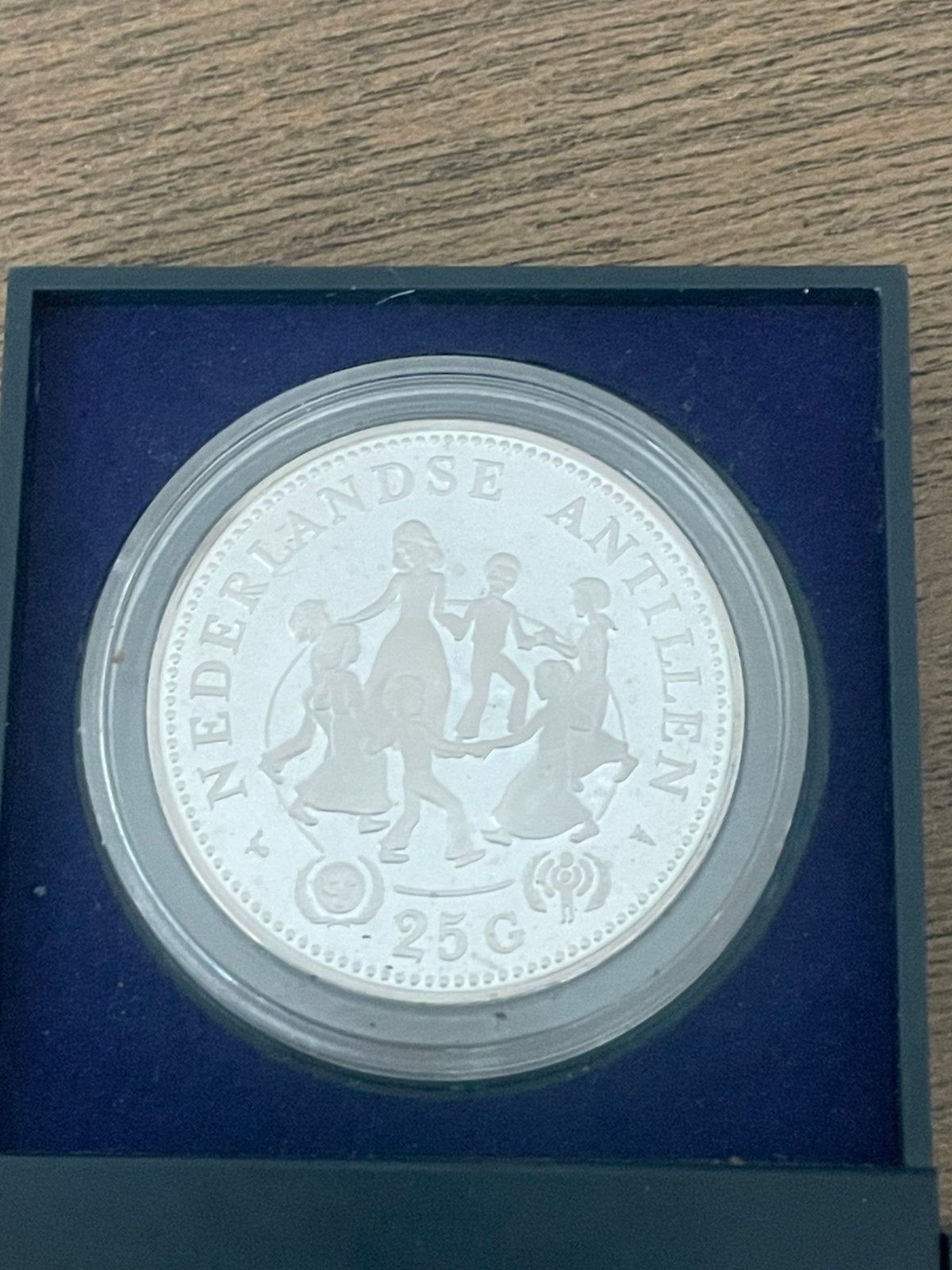 Antillen 25 gulden 1979 zilver, jaar van het kind, Ophalen of Verzenden