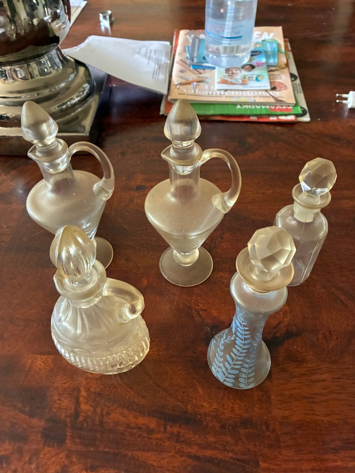 Vintage 5x glazen flacons en karaffen, Ophalen