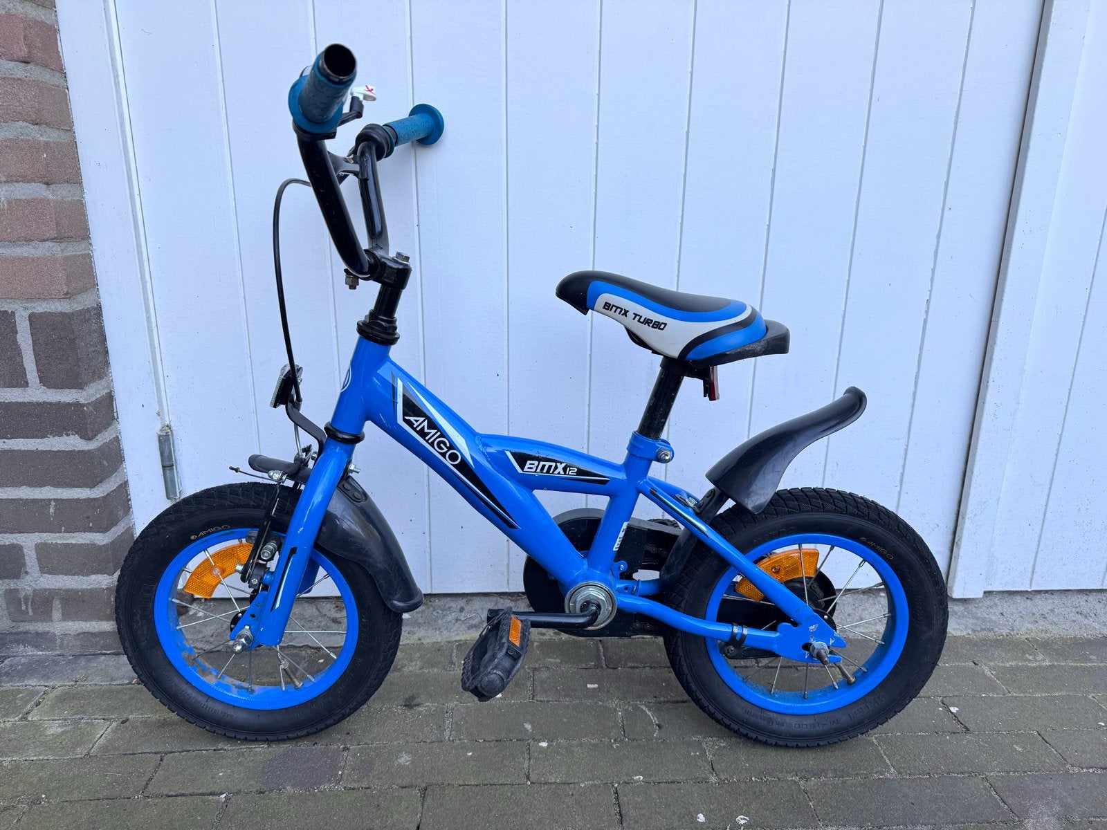 Amigo BMX Turbo 12 inch kinderfiets - Blauw, Ophalen, Gebruikt, Terugtraprem, Minder dan 16 inch