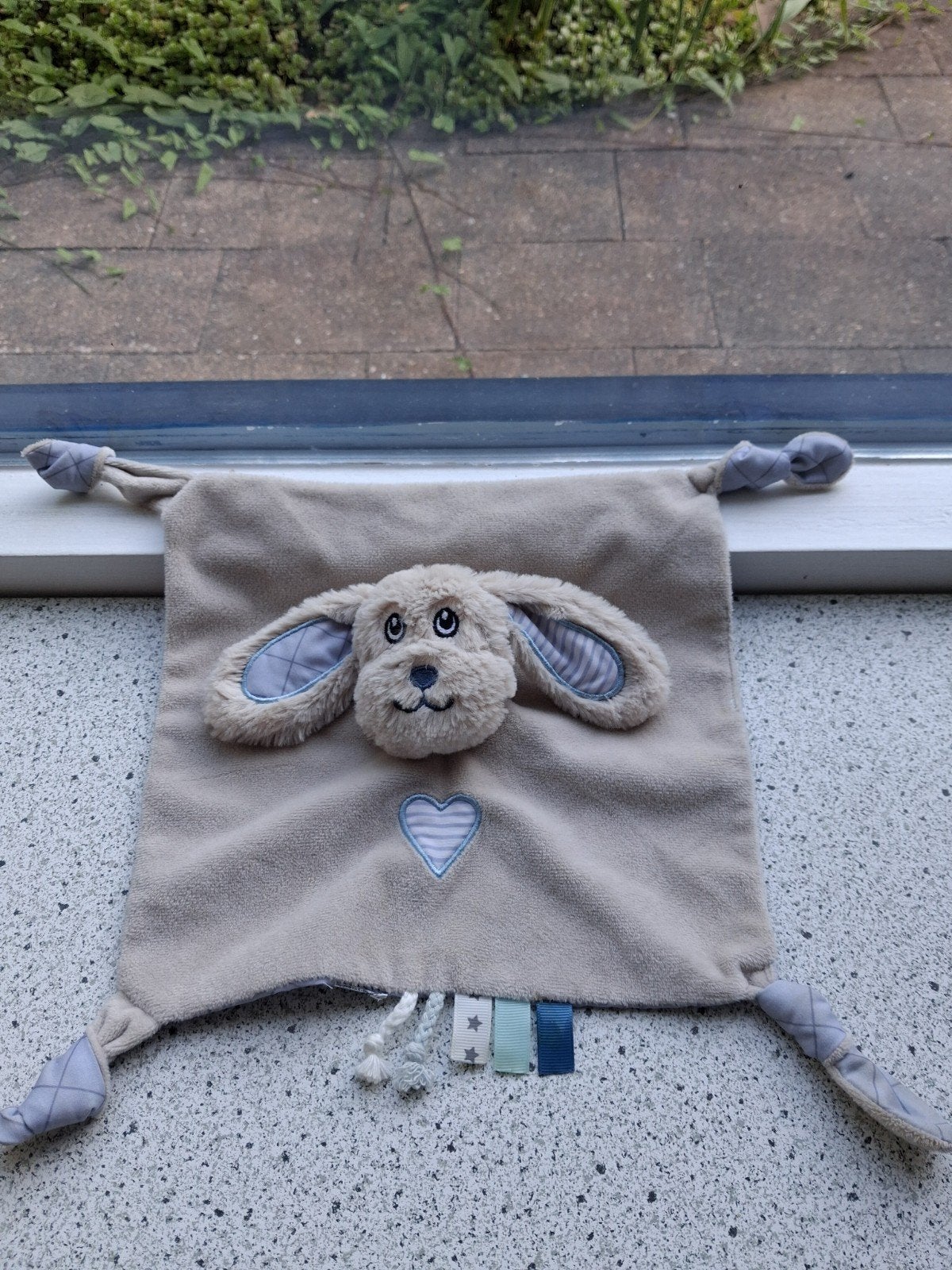 Knuffeldoek hond Jip of Jipy grijs blauw velours Otto Simon, Ophalen of Verzenden, Zo goed als nieuw, Hond, Wasbaar