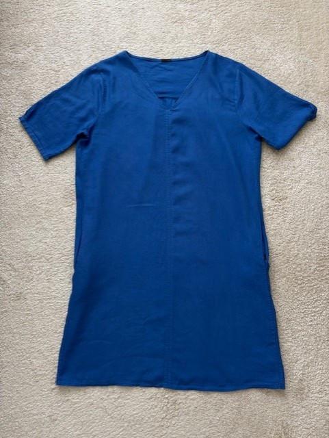 linnen jurk L, Blauw, Maat 42/44 (L), Ophalen of Verzenden, Zo goed als nieuw