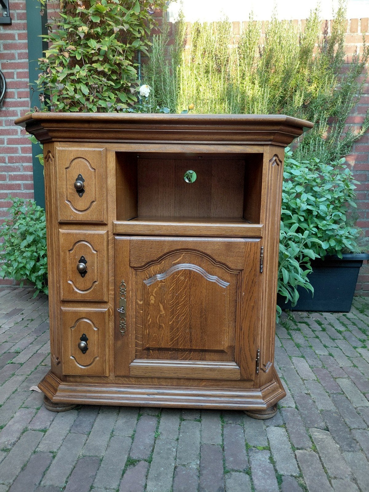 Eiken hifi-meubel / stereokast met lades – zeer nette staat, Ophalen, Gebruikt, Eikenhout, 50 tot 100 cm