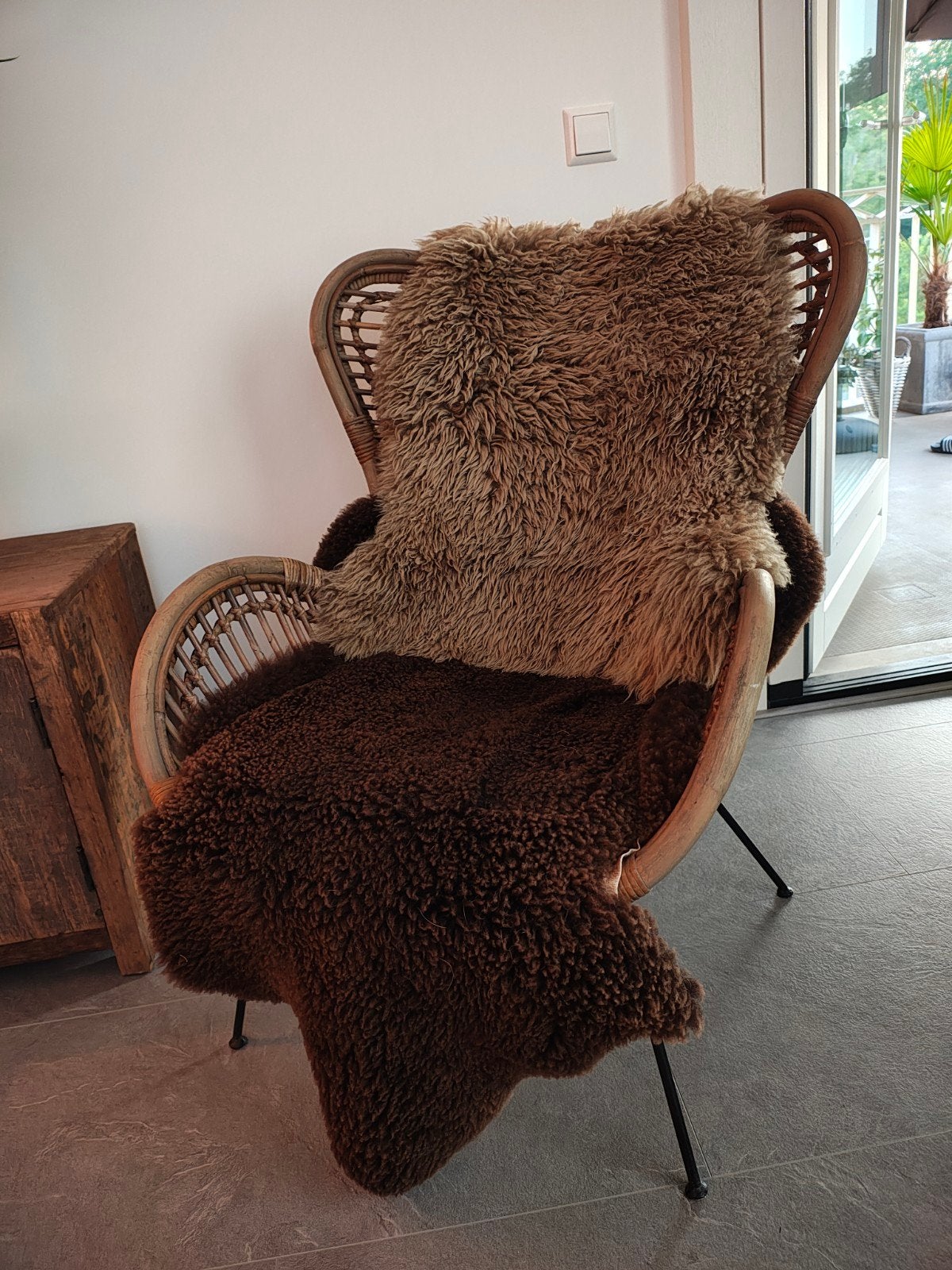 Rotan fauteuil (zonder schapenvacht), Ophalen, Bruin, Bohemian, Eén