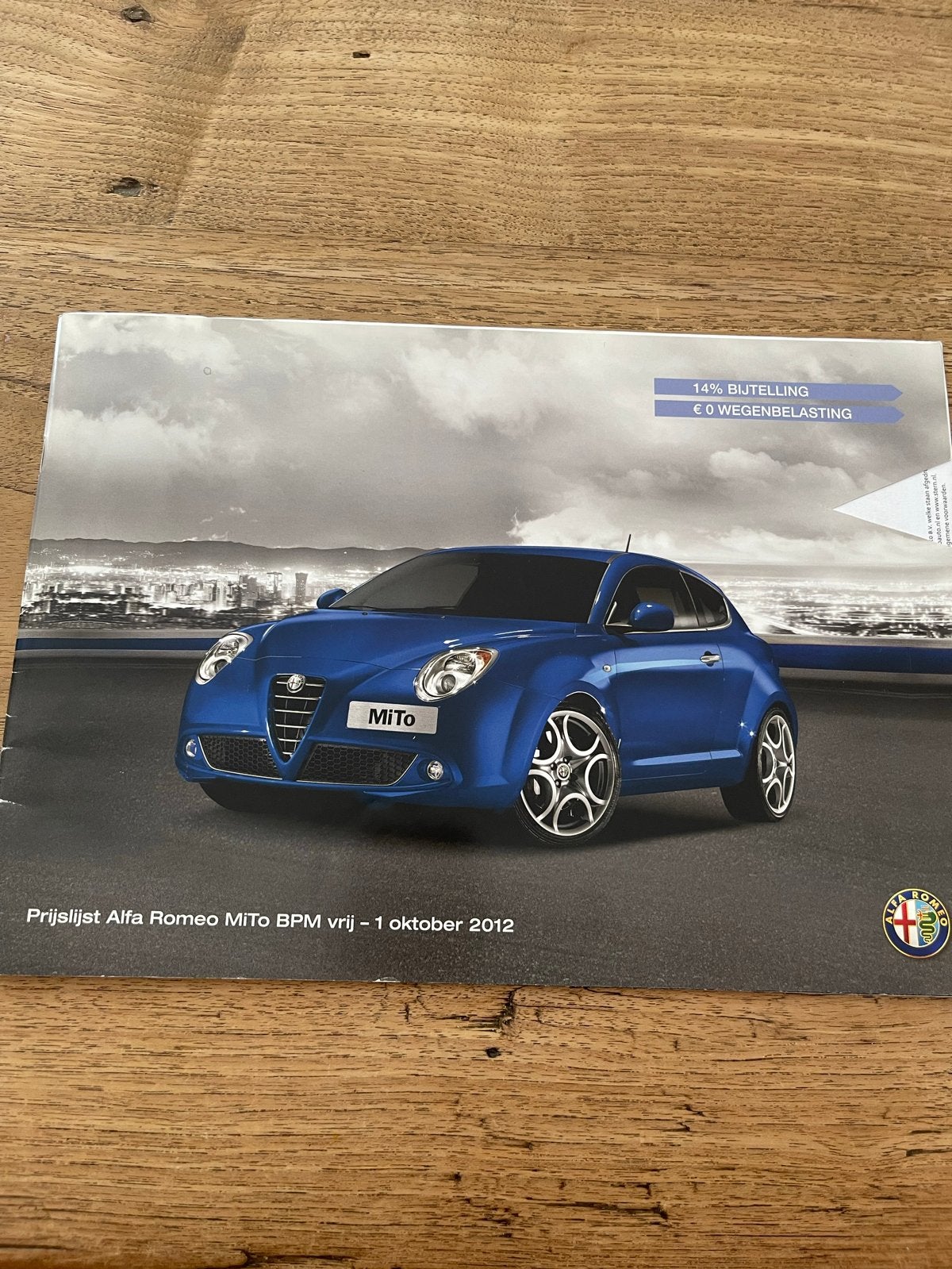 Alfa Romeo Mito Verkoopbrochure Prijslijst Oktober 2012, Ophalen of Verzenden, Zo goed als nieuw, Alfa Romeo