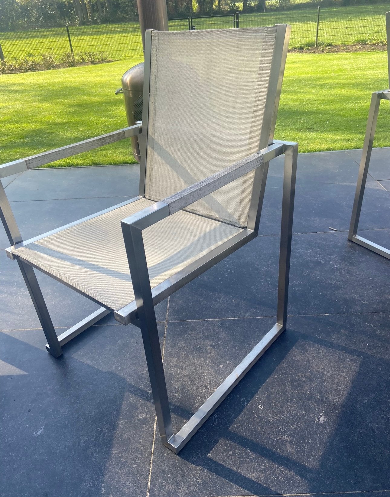 8 stapelbare tuinstoelen, Tuin en Terras, Ophalen, Gebruikt