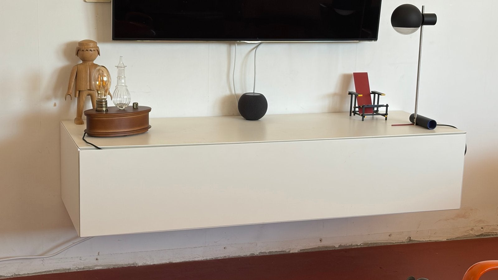 Modern Zwevend Design TV Meubel - Wit, Ophalen, Overige materialen, Gebruikt, 100 tot 150 cm