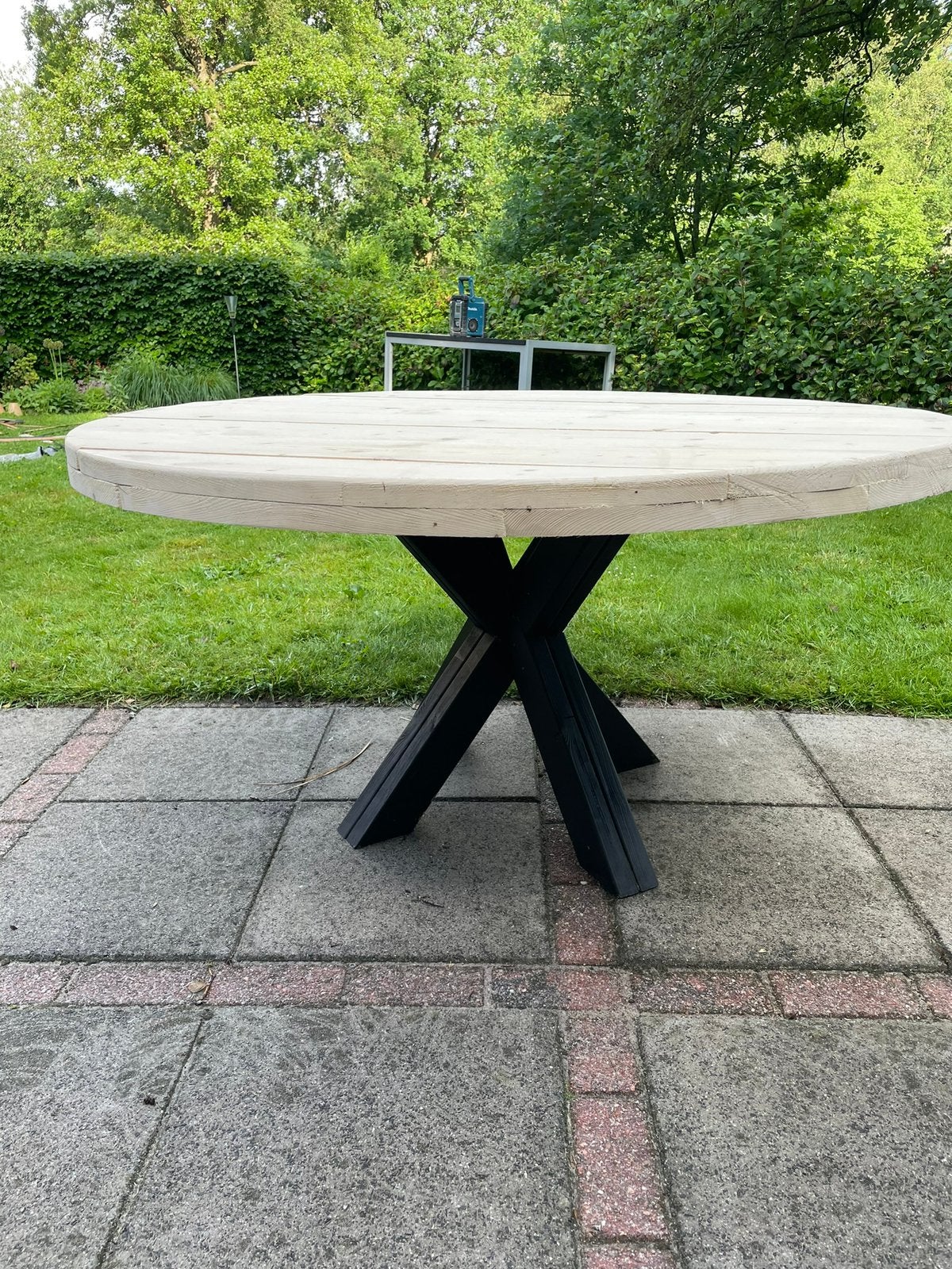Steigerhouten buitentafel rond, Tuin en Terras, Tuintafels, Ophalen, Nieuw, Rond, Hout