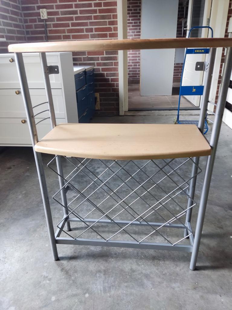 Wijnrek met werkblad - 85x75cm - Opknapper GRATIS, Ophalen, Gebruikt, Hout, 75 cm of meer