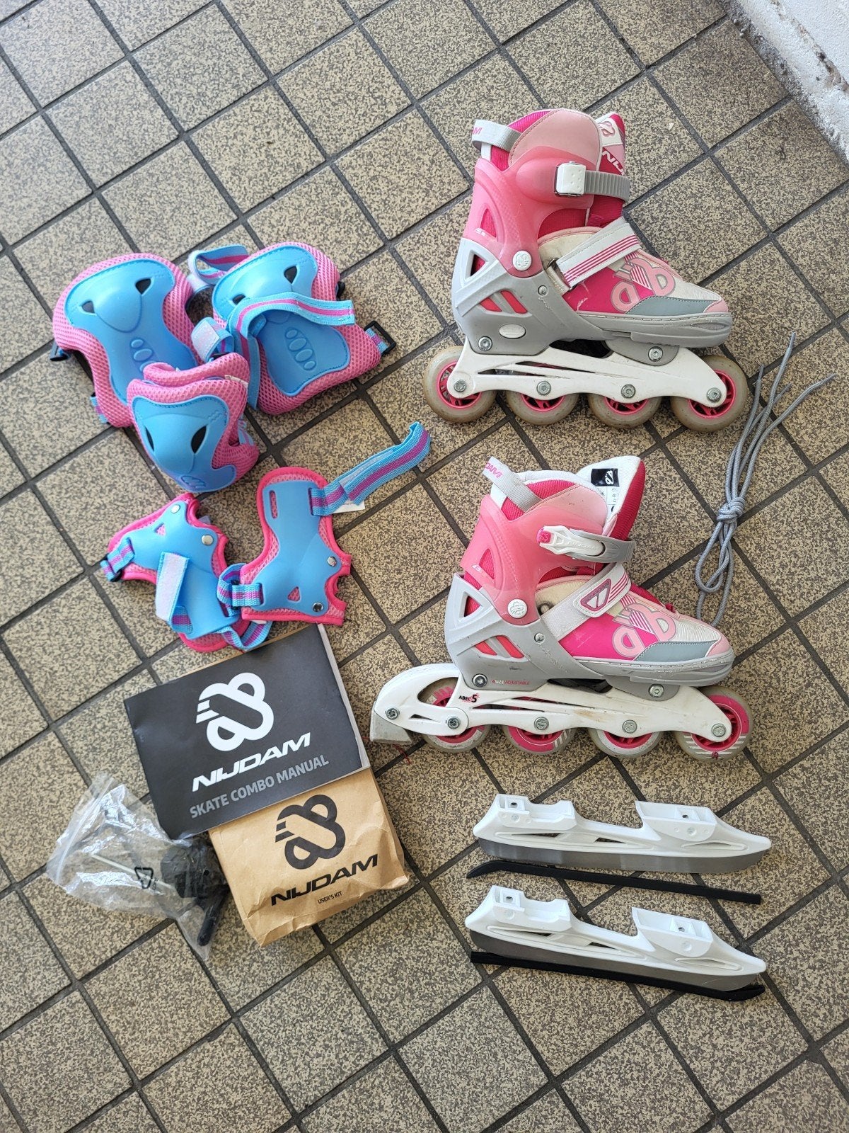 Nijdam 2-in-1 schaatsen/skeelers mt 33-36, Overige merken, Kinderen, Ophalen of Verzenden, Inline skates 4 wielen