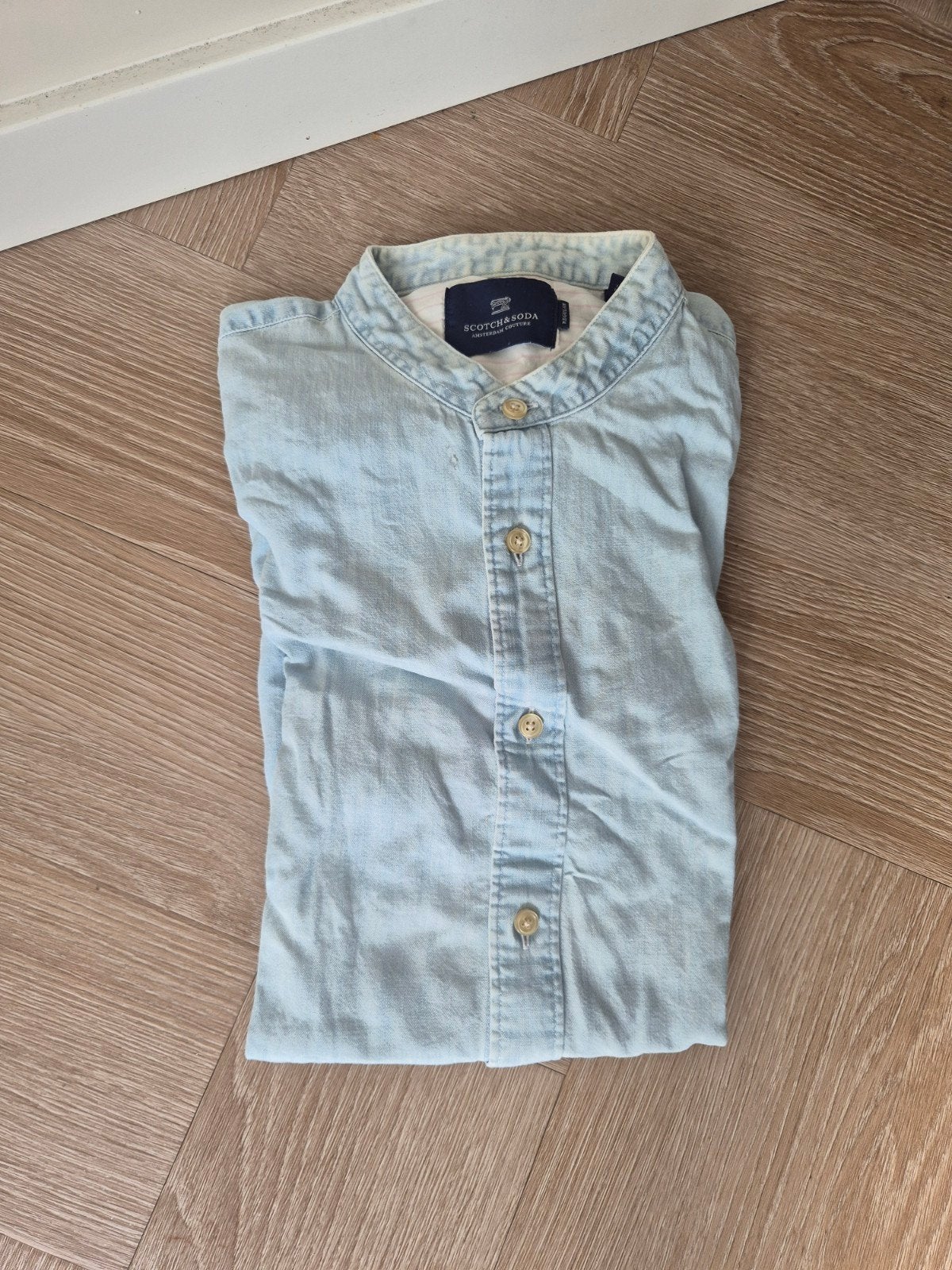Scotch & Soda herenblouse - Maat L, Blauw, Ophalen of Verzenden, Halswijdte 41/42 (L), Gedragen