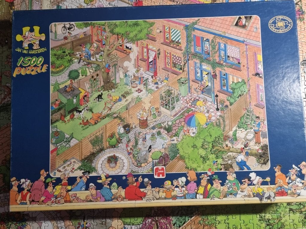 Puzzel Jan van Haasteren Neighbours, 1500 stukjes, Hobby en Vrije tijd, Ophalen of Verzenden, 500 t/m 1500 stukjes, Zo goed als nieuw