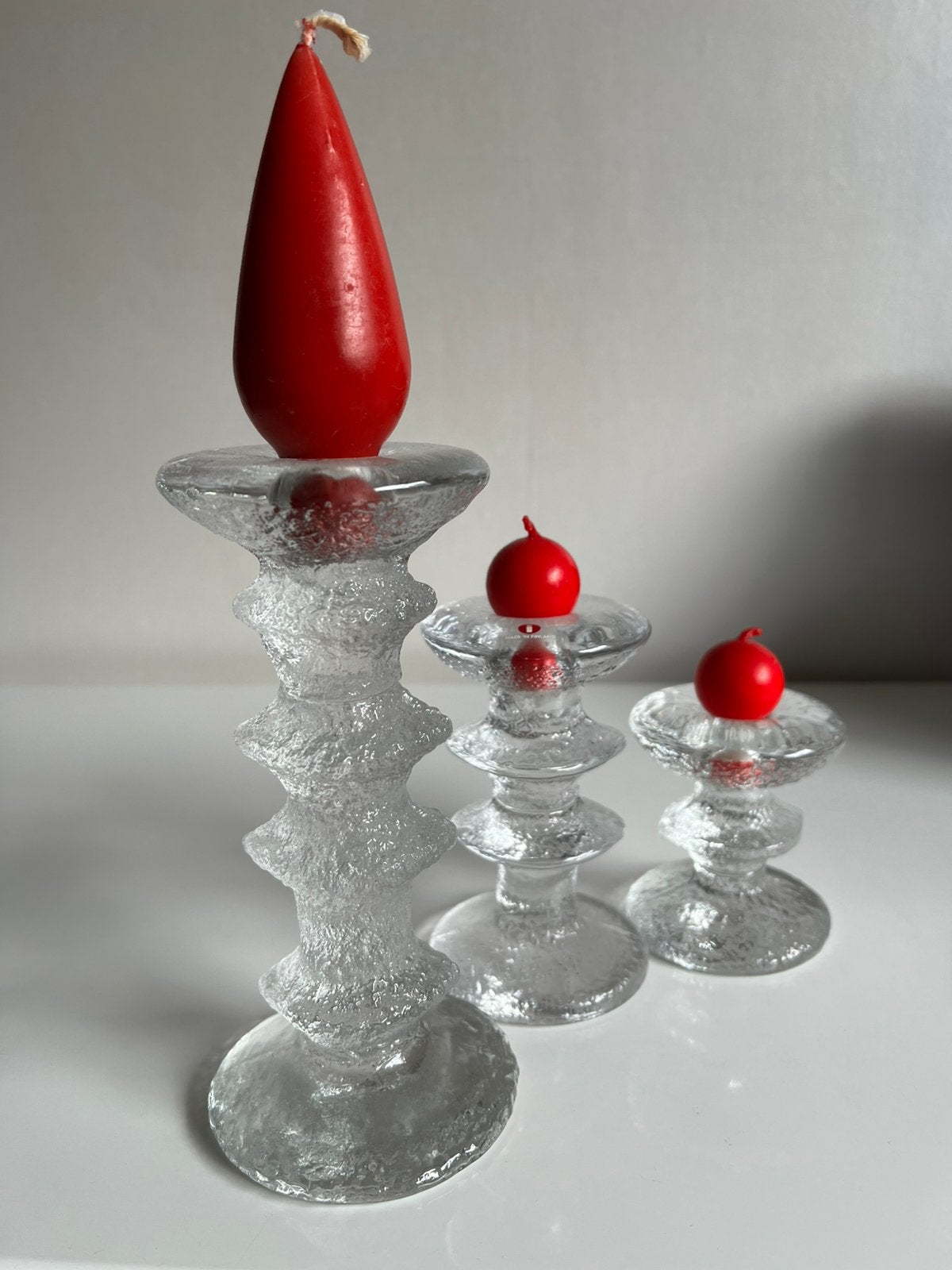 3 Iittala Festivo Ijsglas Kandelaar 4-2-1 rings T. Sarpaneva, Ophalen of Verzenden, Kandelaar, Iittala, Glas