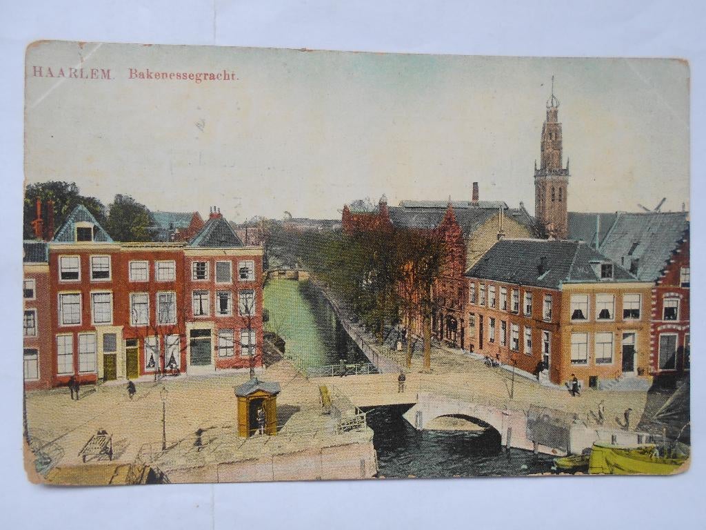 Haarlem 1915 panorama Bakenessegracht zeer oud Haarlem, Verzamelen, Ophalen of Verzenden, Voor 1920, Gelopen, Noord-Holland