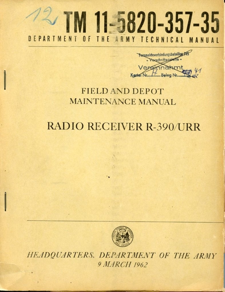 TM van Radio Receiver R-390/URR, Ophalen of Verzenden, Landmacht, Nederland, Boek of Tijdschrift