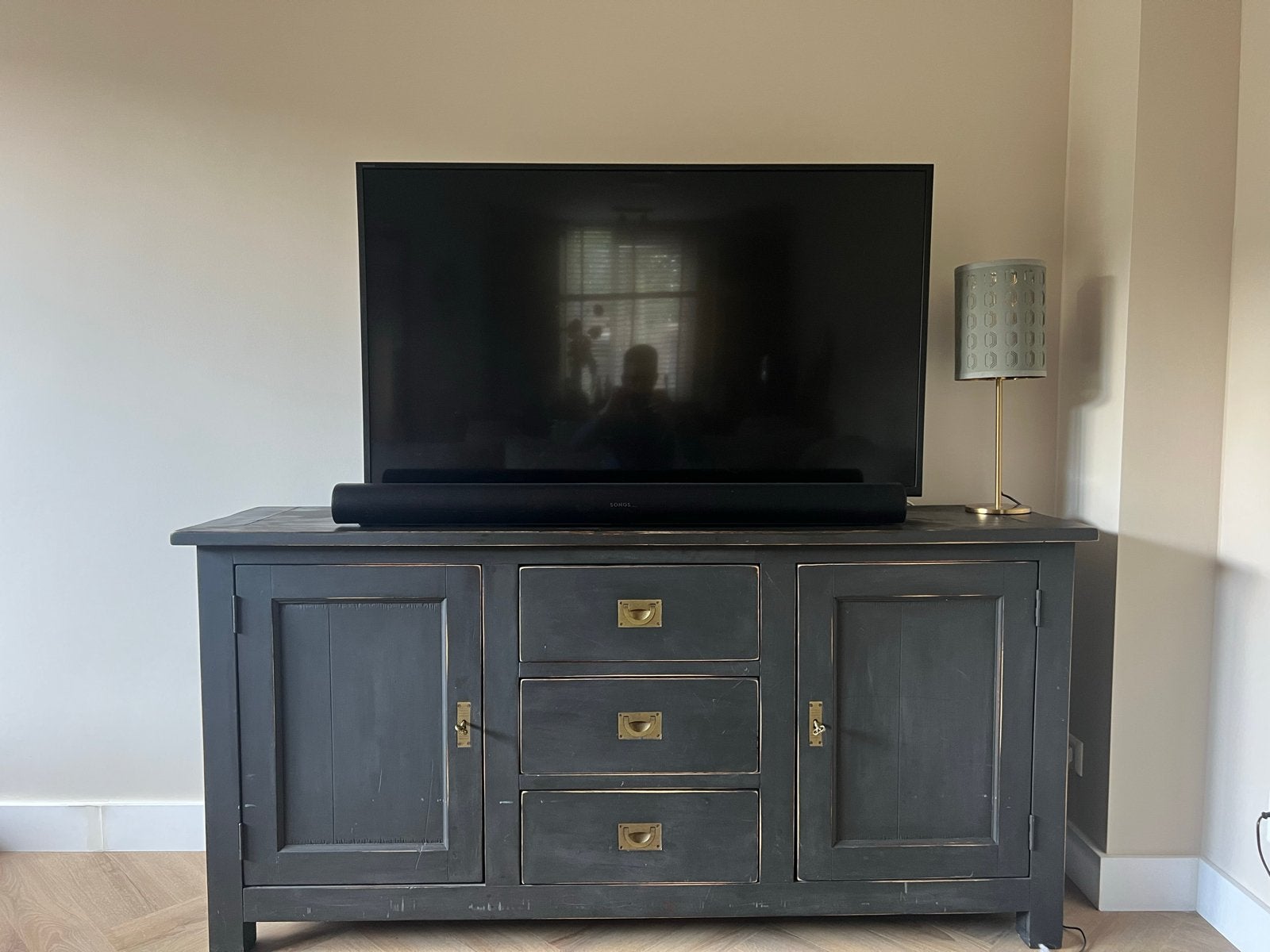 Vintage brocante dressoir/tv-meubel, Ophalen, Gebruikt, 150 tot 200 cm, Met lade(s)